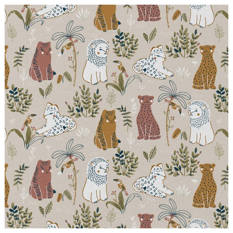 Printed Cotton BADOU Greige / Tawny Multicolored